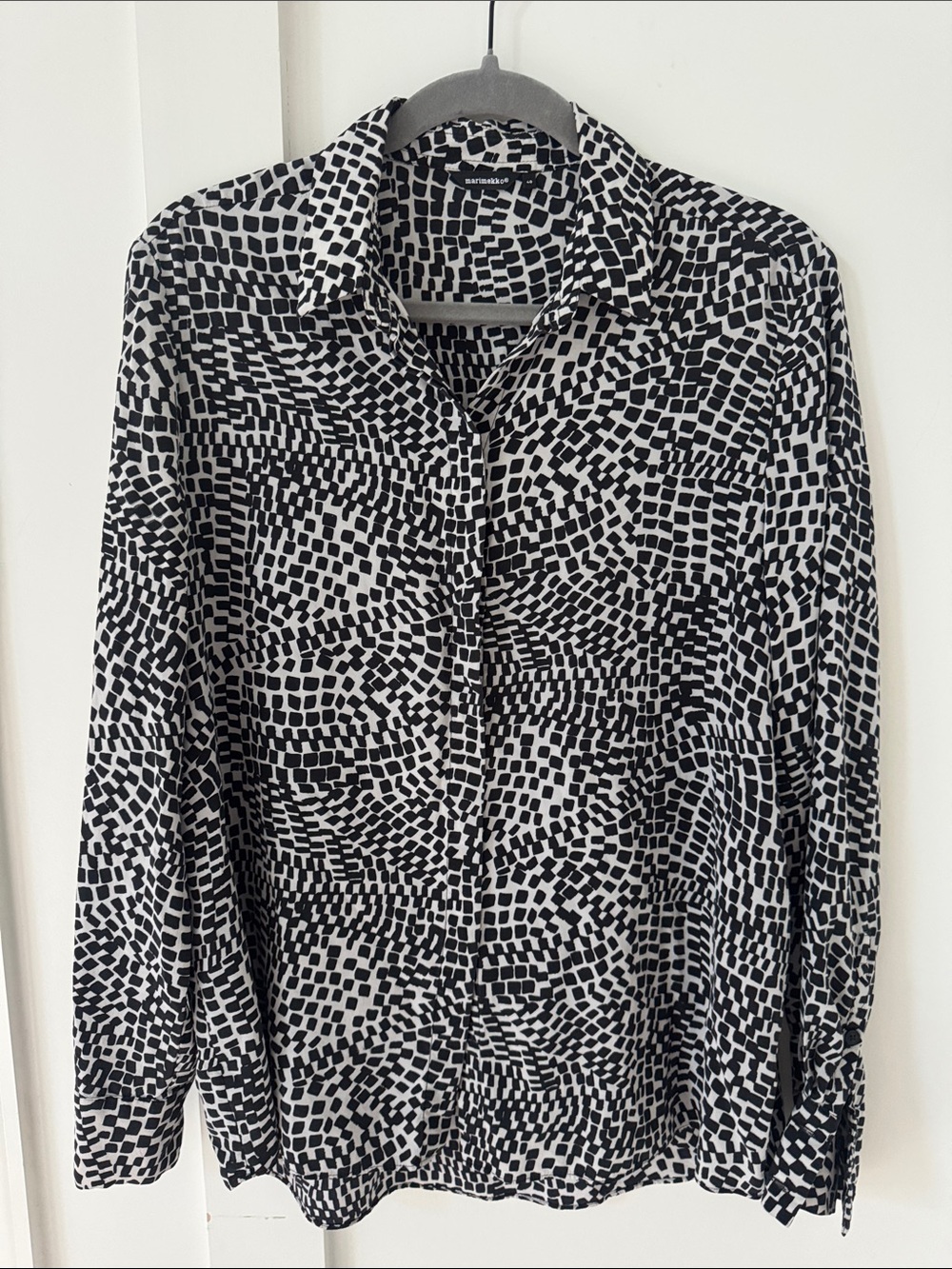 Marimekko Ciao Black White silk blouse Size L